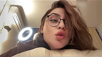 Hot brunette with glasses and big ass gets a luscious facial